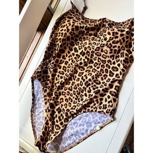 Summersalt Leopard One Piece Swimsuit Brown Animal Print Size 12 EUC